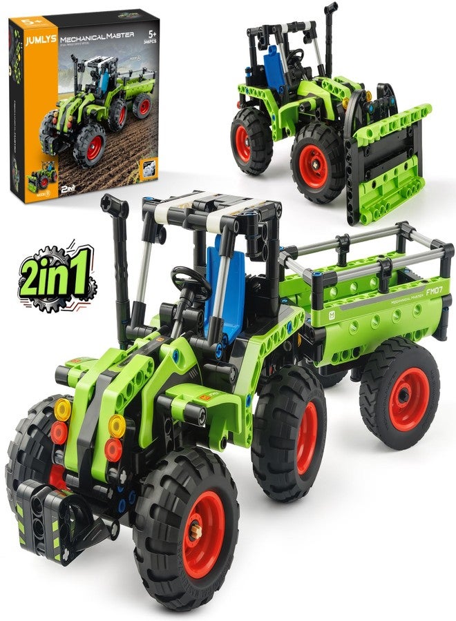 Jumlys STEM Building Toy for Kids Boys Girls Age 5, 6, 7, 8, 9, 10, 11, 12 Years Old, 2 in 1 Tractor Bulldozer Building Sets, 346 Pcs DIY Engineering Construction Building Blocks Kits - Image 1